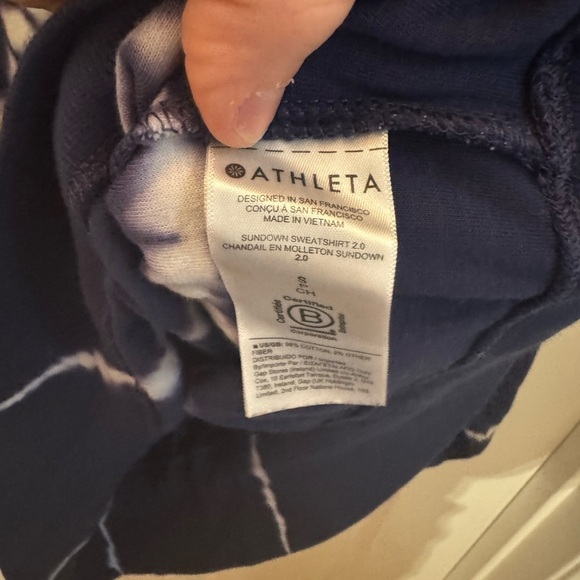 Athleta Blue and White Tie-Dye Sweatshirt - Picture 4 of 5